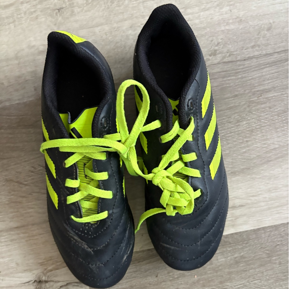 Adidas Kids Black and Neon Green Soccer Cleats